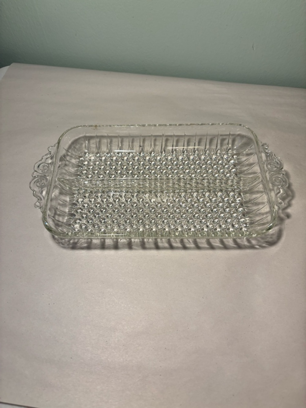 Vintage Anchor Hocking Clear Glass Hobnail Relish Divided Dish